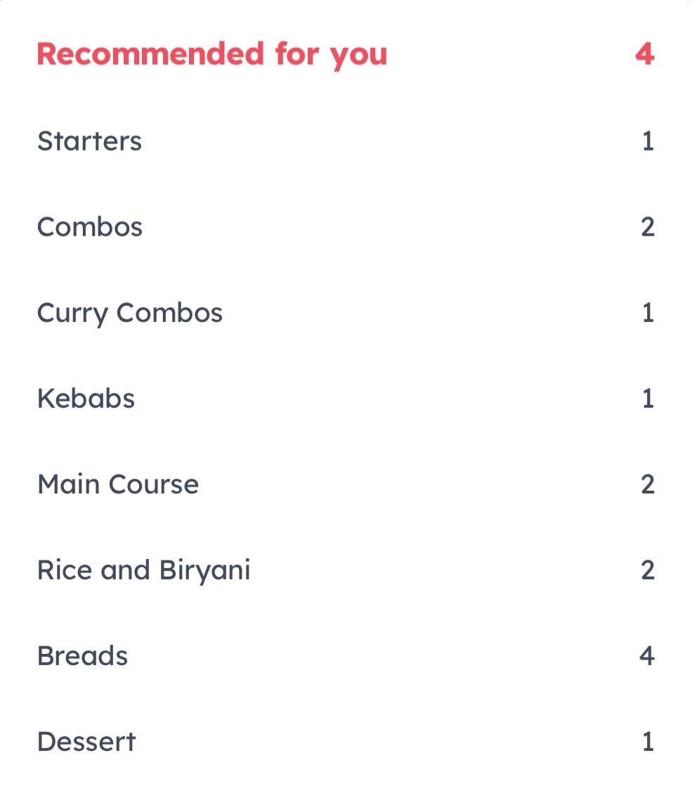 Unoptimized Swiggy Zomato menu design before GoalCraft optimization
